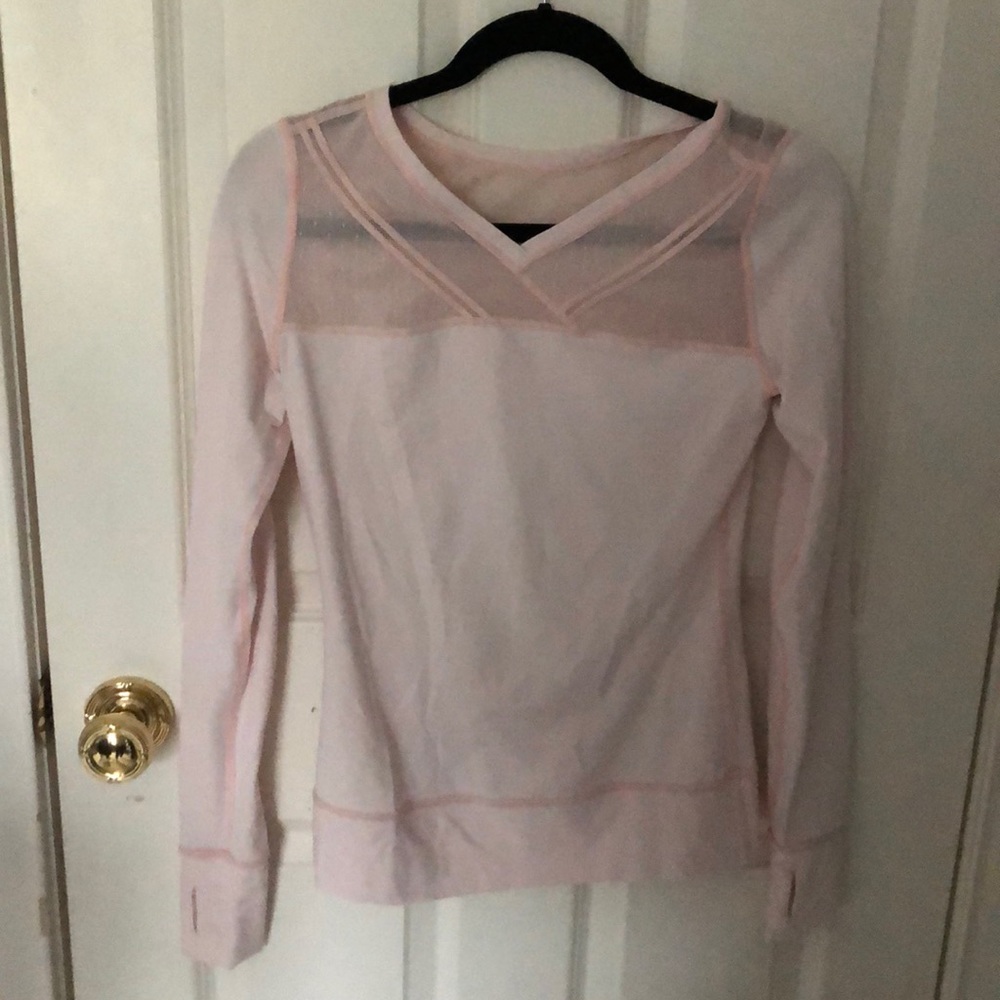 Lululemon Top Medium Long Sleeve V-Neck Sheer Mesh